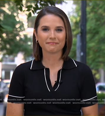 Elizabeth’s black contrast trim polo on Good Morning America