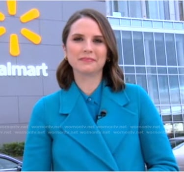 Elizabeth’s blue wrap coat on Good Morning America