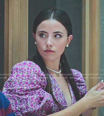 Emilia’s floral puff sleeve dress on Elite