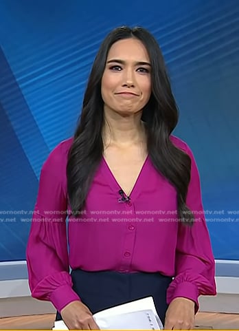 Emilie’s pink v-neck blouse on Today