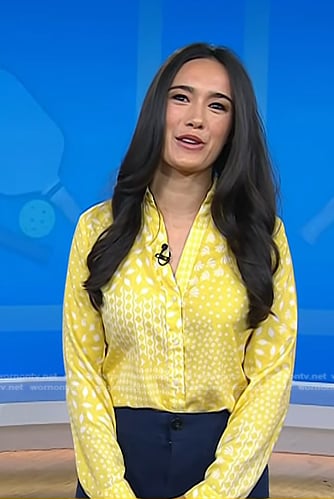 Emilie’s yellow print button down shirt on Today
