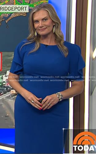 Emily’s blue ruffle sleeve sheath dress on Today
