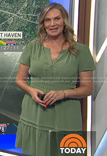 Emily’s green smocked waist mini dress on Today