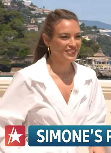 Emily Orozco’s white cutout shirtdress on Access Hollywood