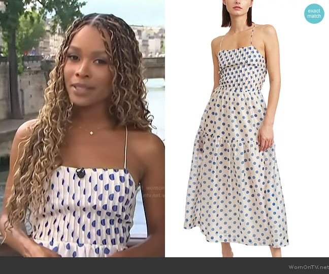 En Saison Frances Polka Dot Strappy Back Dress worn by Zuri Hall on Access Hollywood