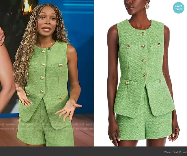 Tweed Buttoned Long Split Jacket worn by Zuri Hall on Access Hollywood