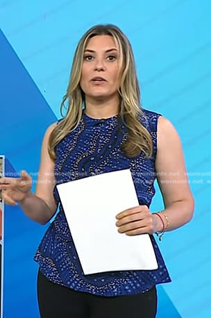 Erin McLaughlin’s blue printed peplum top on Today