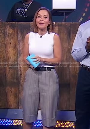Eva’s grey striped shorts on Good Morning America