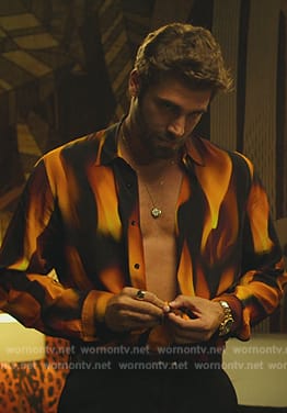 Amore’s flame print shirt on Elite
