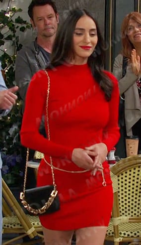 Gabi’s red open-back mini dress on Days of our Lives