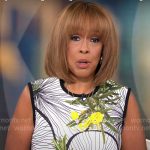 Gayle’s white floral sleeveless dress on CBS Mornings