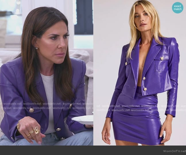 Generation Love Karl Vegan Leather Blazer in Amethyst worn by Jenn Fessler on The Real Housewives of New Jersey