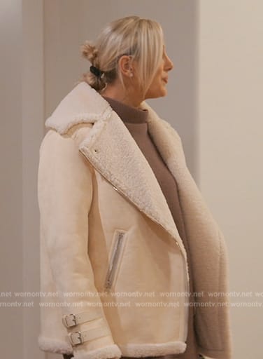 Gina’s white shearling jacket on The Real Housewives of Orange County