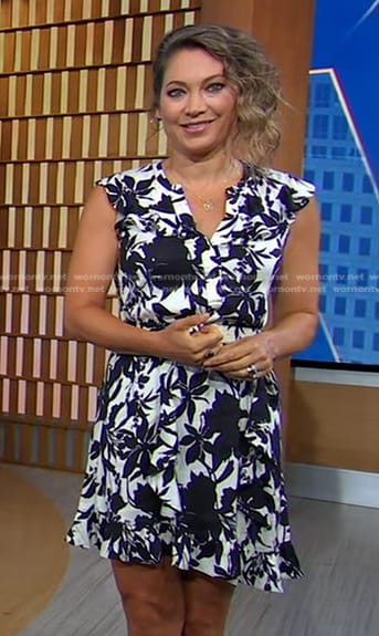 Ginger’s black and white floral mini dress on Good Morning America
