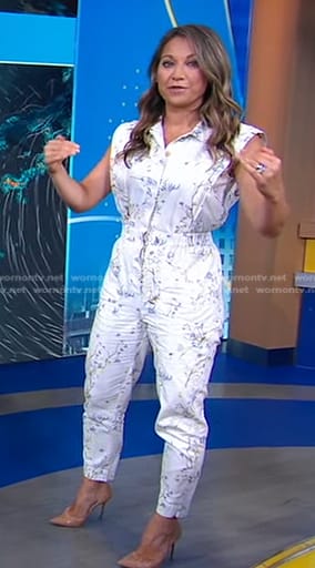 Ginger’s white floral jumpsuit on Good Morning America