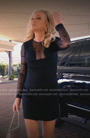 Shannon’s black sheer mini dress on The Real Housewives of Orange County