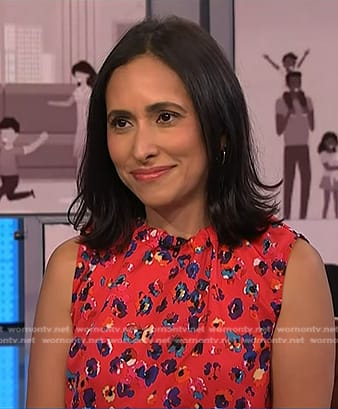 Grace Bastidas’s red floral top on NBC News Daily