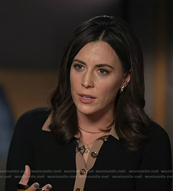 Hallie Jackson’s black contrast trim knit dress on Today