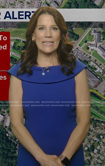 Heather’s blue folded neckline dress on Good Morning America