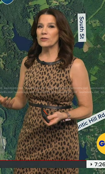 Heather’s beige leopard sleeveless dress on Good Morning America