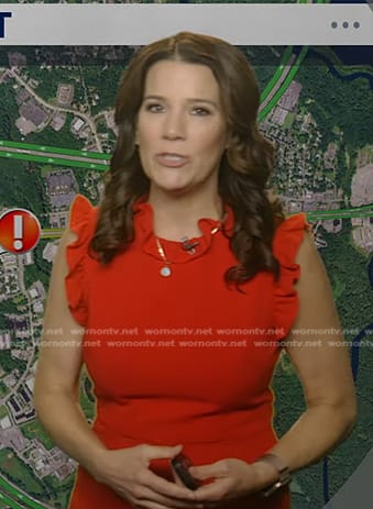 Heather’s red ruffle trim dress on Good Morning America