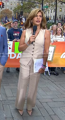 Hoda’s beige vest and pants on Today