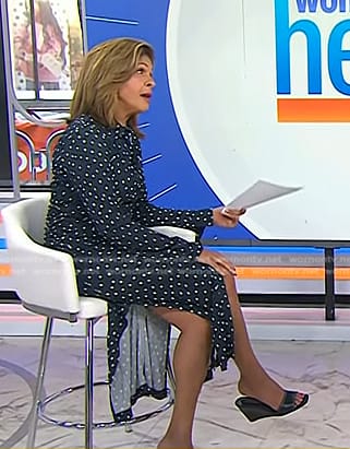 Hoda’s black leather wedge sandals on Today