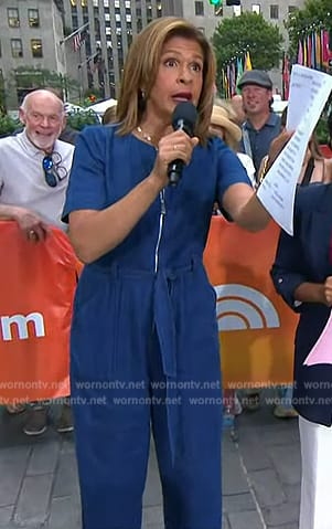 Hoda’s denim tie waist jumpsuit on Today