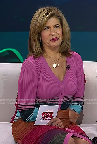 Hoda’s multicolor striped ribbed dress on Today