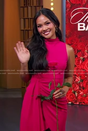 Jenn Tran’s pink draped mini dress on Good Morning America