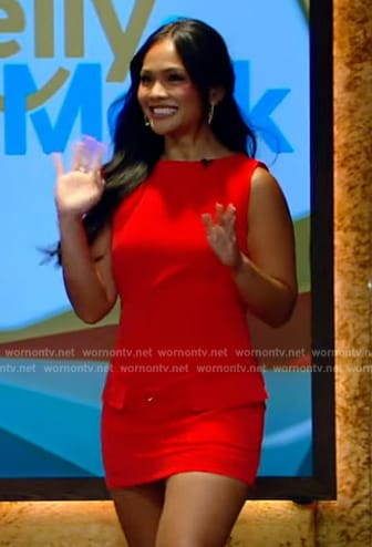 Jenn Tran’s red pocket front mini dress on Live with Kelly and Mark
