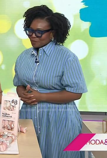 Jessica Cruel’s blue stripe shirtdress on Today