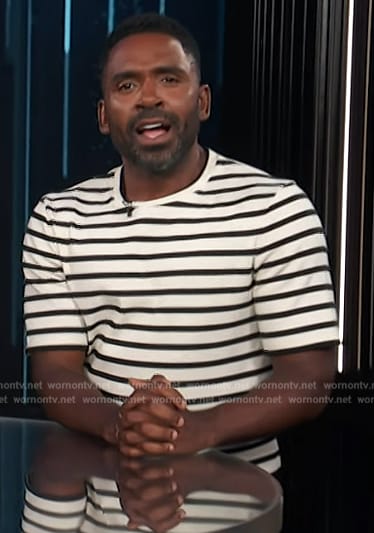 Justin’s striped tee on E! News