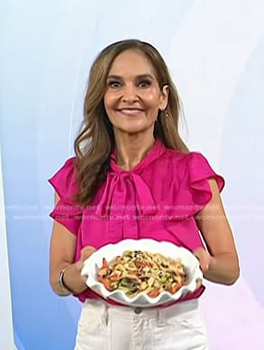 Joy’s pink ruffle tie neck top on Today