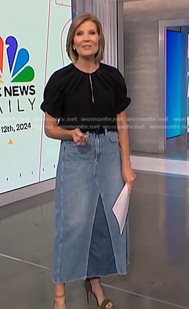 Kate’s black top and denim skirt on NBC News Daily