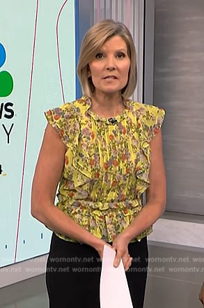 Kate’s yellow floral print ruffle top on NBC News Daily