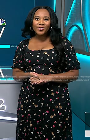 Kay’s black floral square neck dress on NBC News Daily
