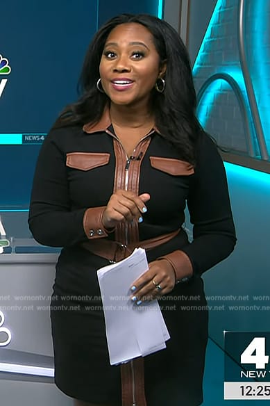 Kay’s black contrast leather dress on NBC News Daily