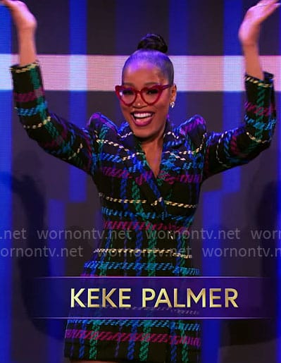 Keke Palmer’s plaid tweed blazer dress on Password