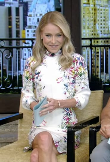 Kelly’s white floral print dress on Live with Kelly and Mark