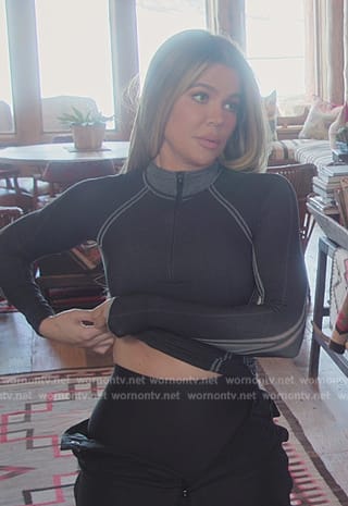 Khloe’s black mesh top on The Kardashians