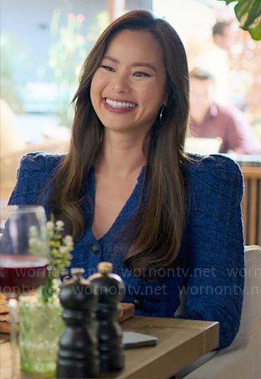 Kiki’s blue cardigan on UnPrisoned