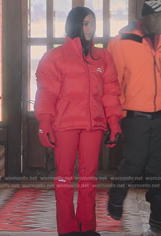 Kim’s red puffer jacket on The Kardashians