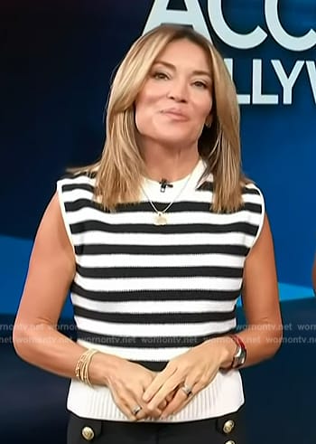 Kit’s stripe knit top and pants on Access Hollywood