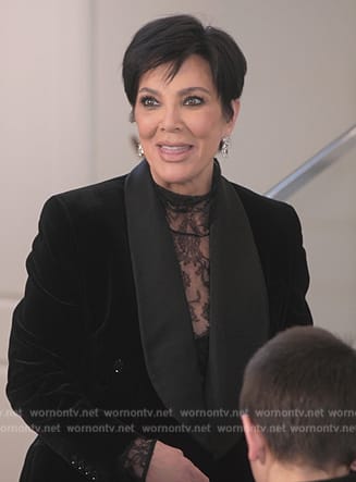 Kris’s black velvet blazer on The Kardashians