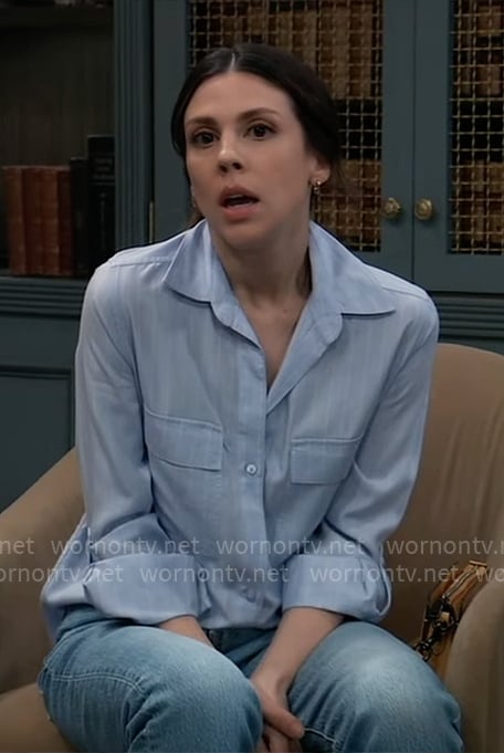 Kristina’s blue pinstriped shirt on General Hospital