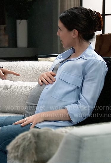 Kristina’s blue pinstriped shirt on General Hospital