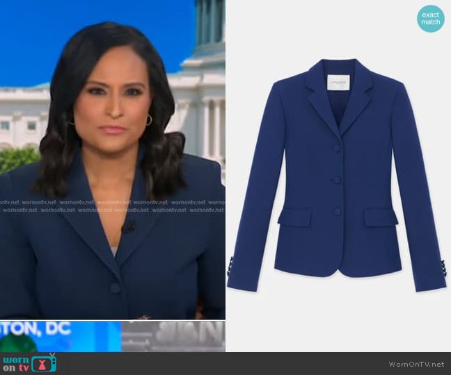 Lafayette 148 NY Wool-silk Crepe Academy Blazer in Midnight Blue worn by Kristen Welker on Today