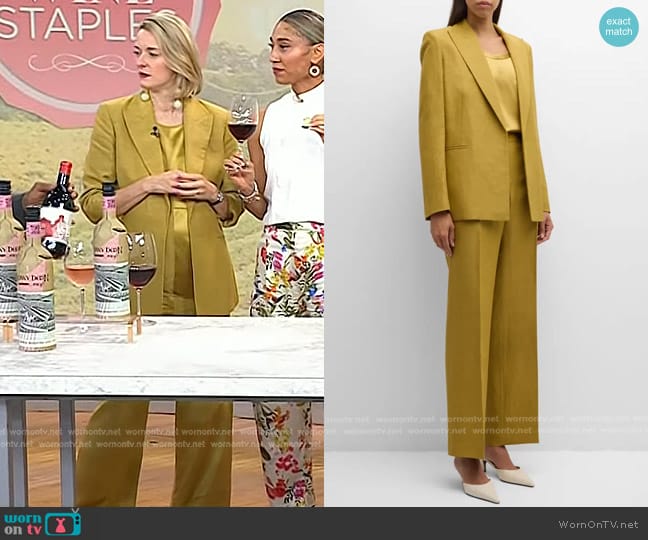 Lafayette 148 NY Peak Lapel Linen Blend Blazer in Desert Grass worn by Vanessa Price on Today