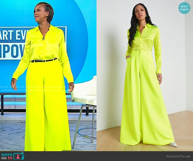 L'Agence Caspian Wide-Leg Pant in Neon Citrus worn by Dr. Anita Phillips on Today